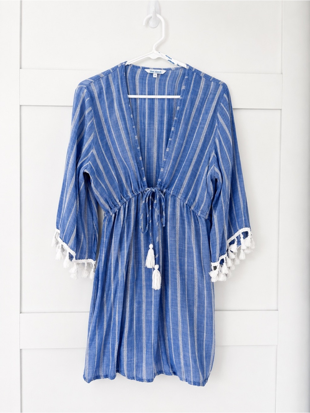 blue island Blue and White Vertical Stripe Tunic